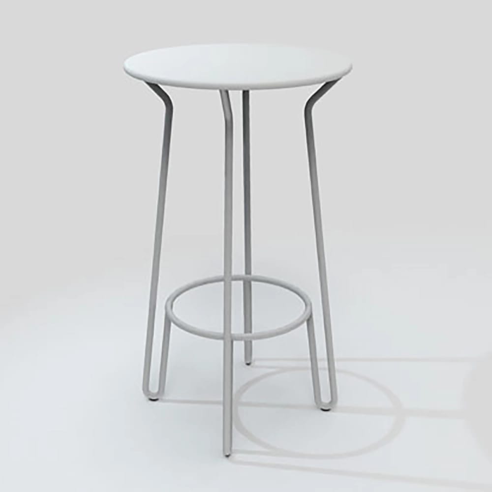 Maiori Aluminum Huggy Round Stackable Patio Bar Table, Pearl