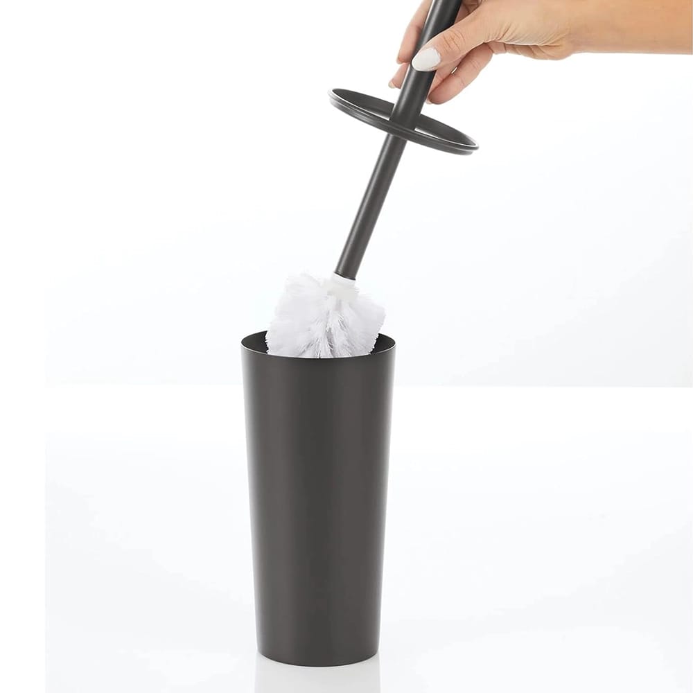 mDesign Stainless Steel Toilet Brush Set, Graphite