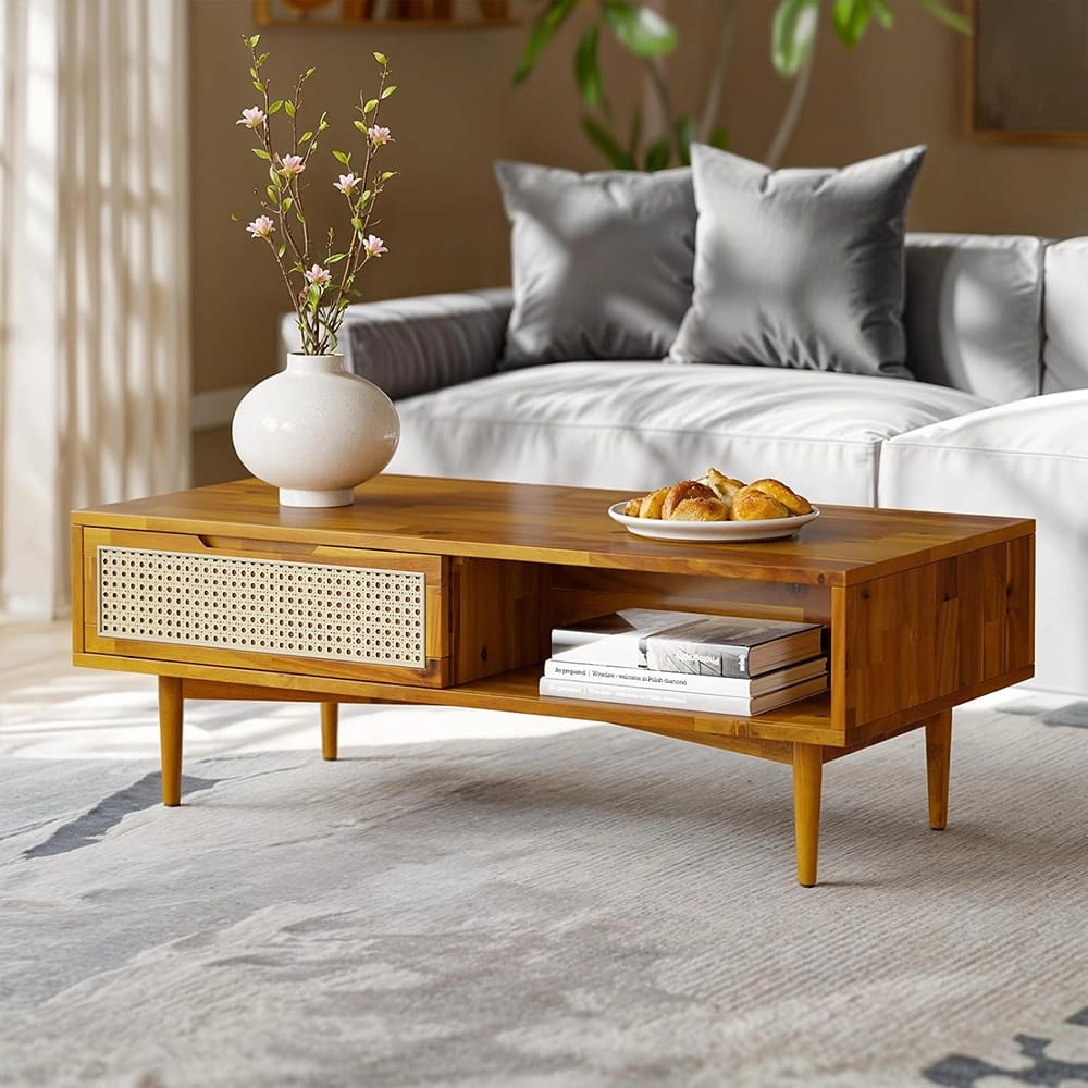 Bme Oliver Solid Wood Coffee Table, Caramel
