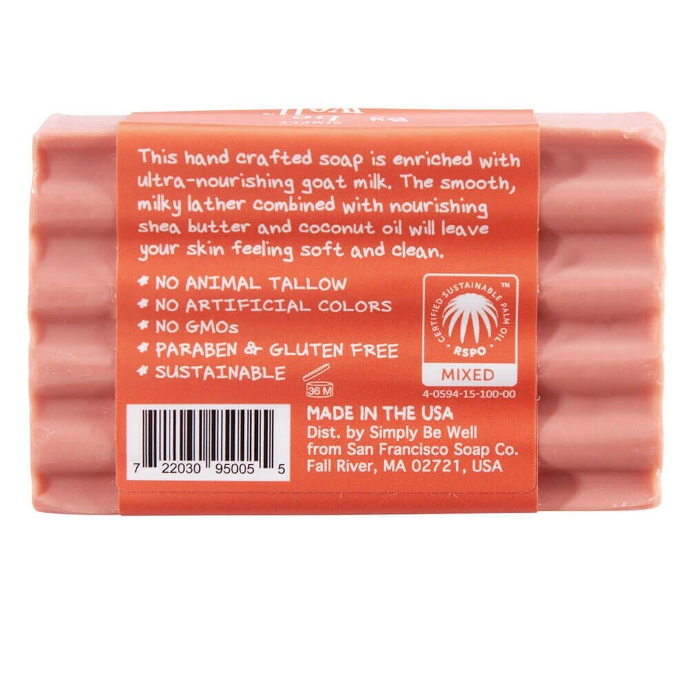 Simply Be Well Papaya Scented Goat Milk Bar Soap with Shea Butter and Coconut Oil, 4 oz