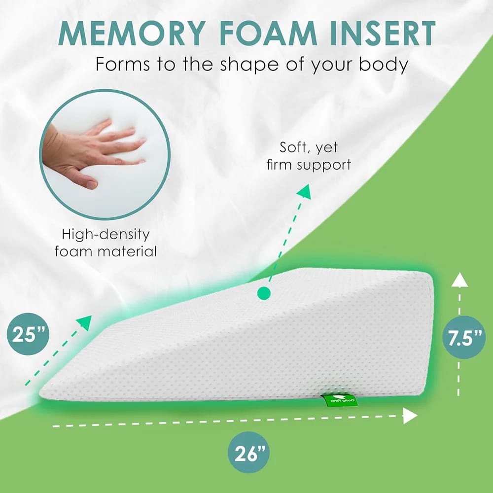 Cushy Form 7.5" Memory Foam Wedge Pillow, White