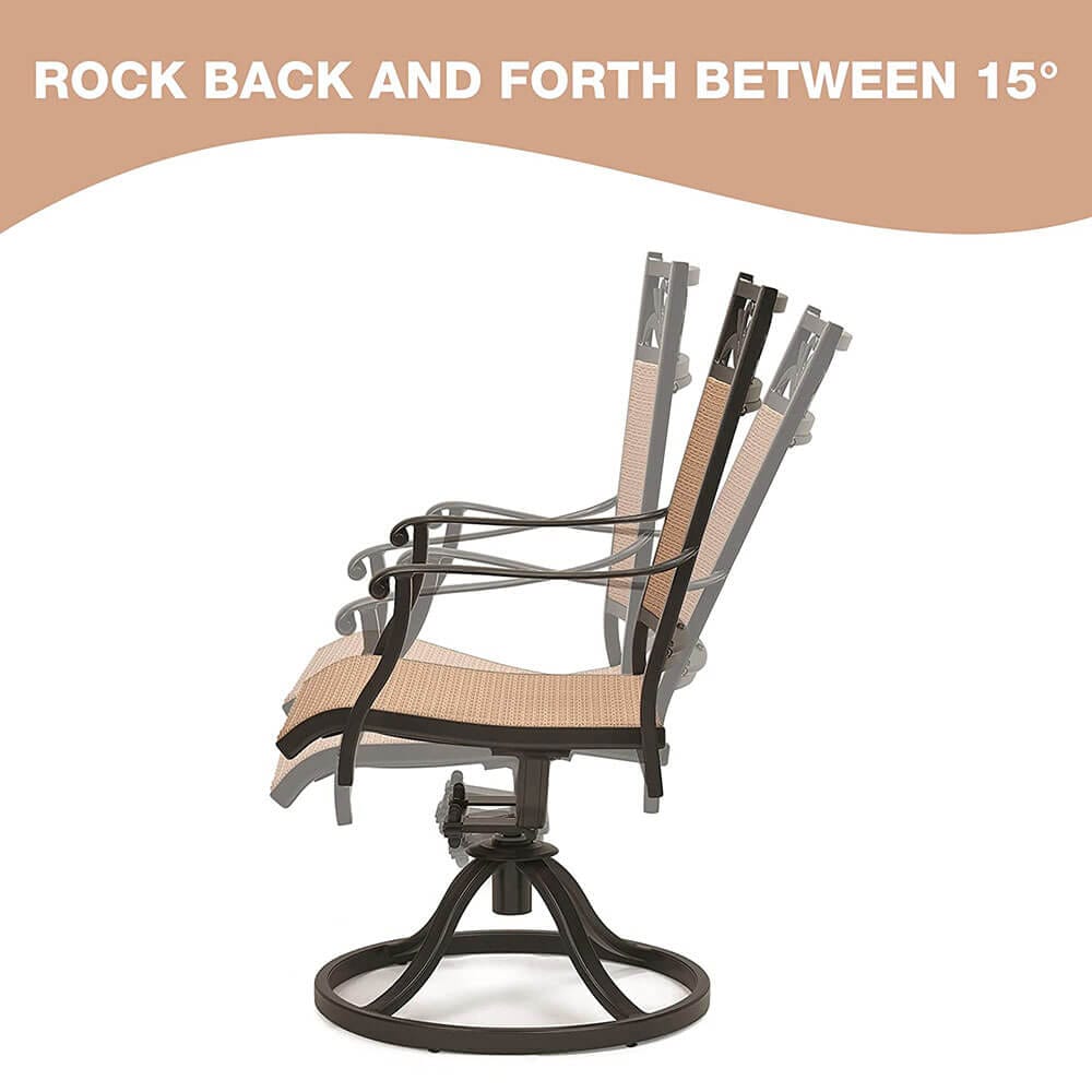 Laurel Canyon Outdoor High-Back Patio Swivel Dining Chairs, Set of 2, Dark Brown