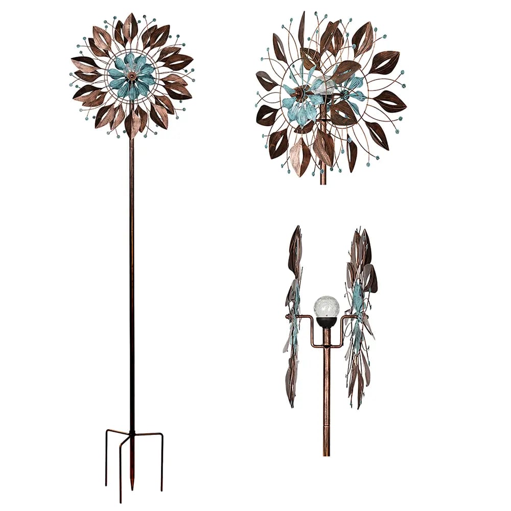 Dotted Bronze Bloom Wind Spinner, Blue/Brown