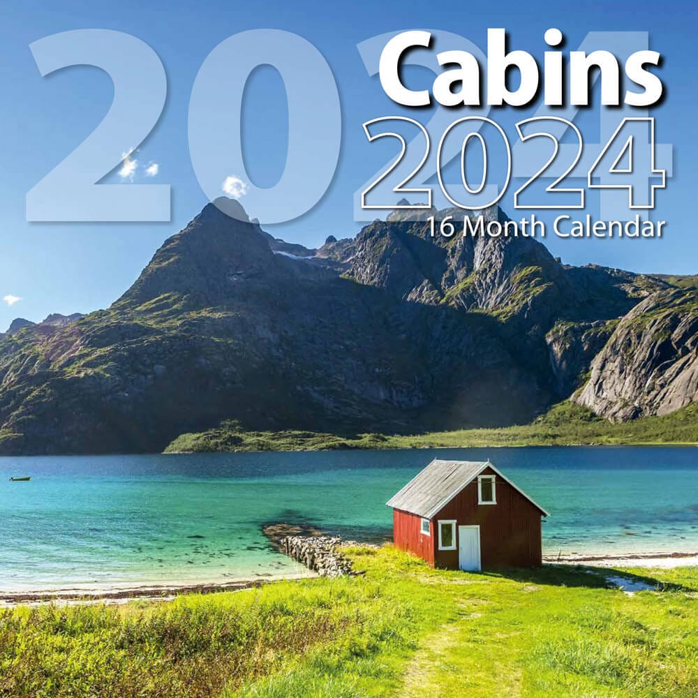 2024 Cabins Themed 16 Month Wall Calendar, 12”