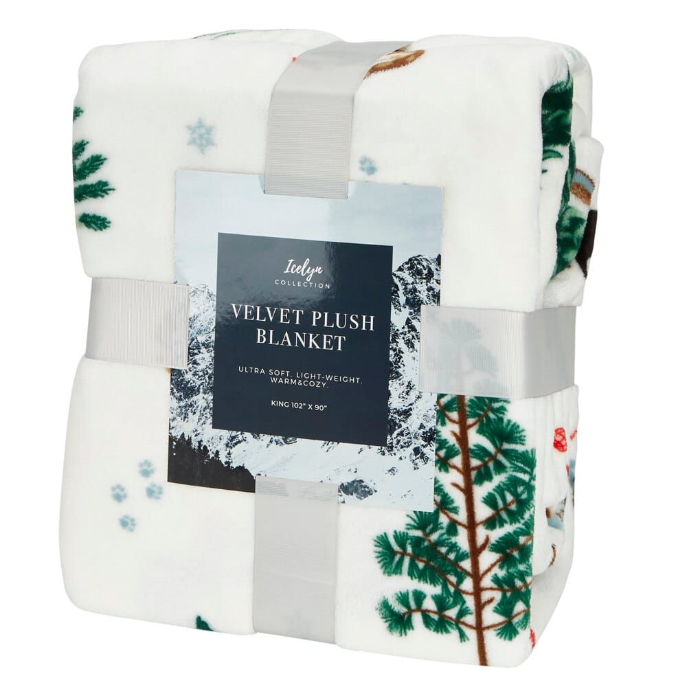 Winter Themed King Velvet Plush Blanket