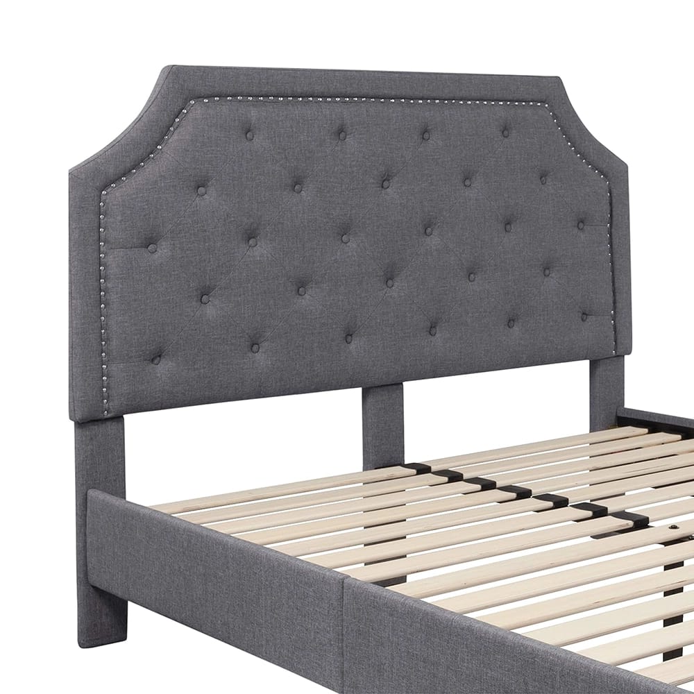 Brighton Tufted Upholstered Platform Bed, Queen, Light Gray