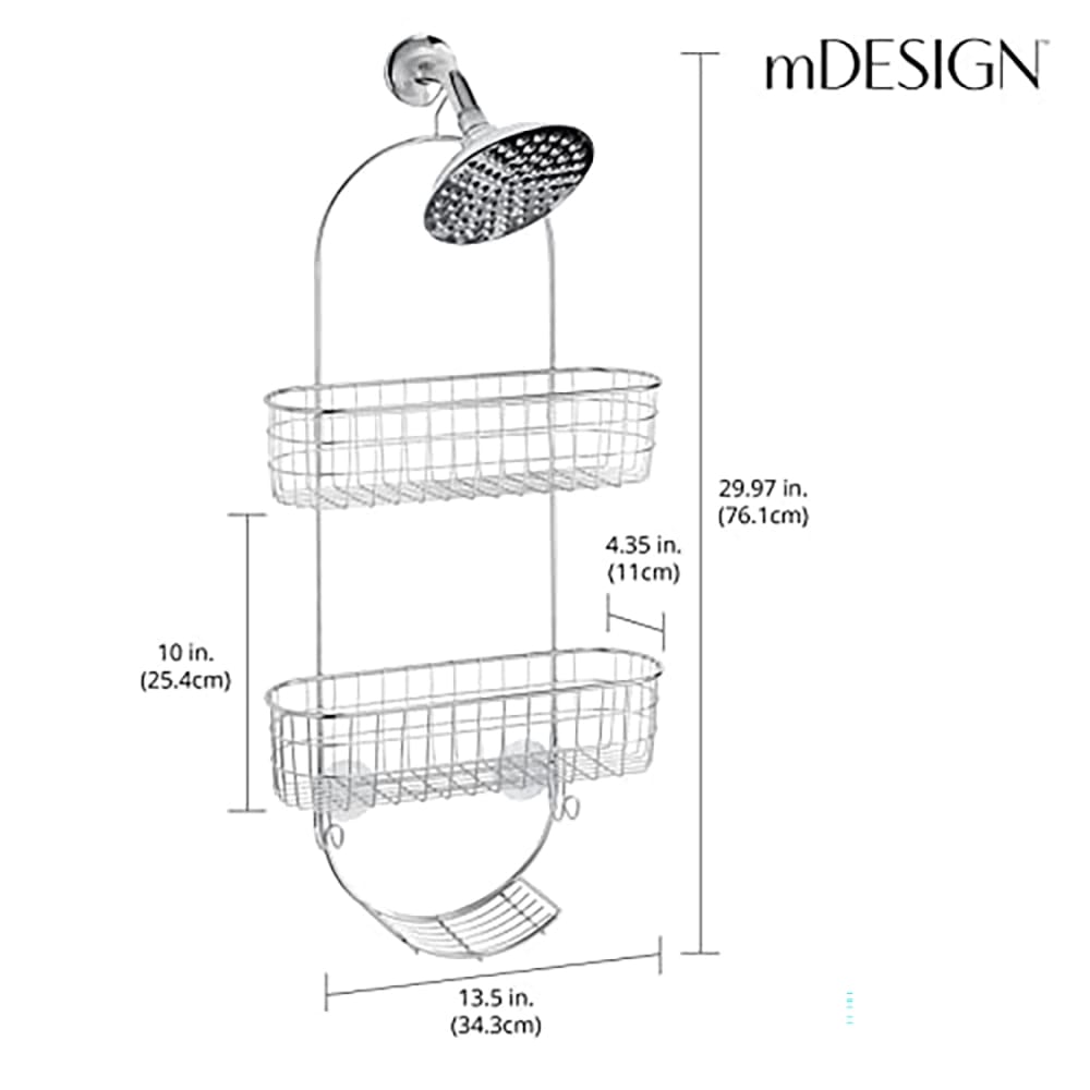 mDesign Hanging Shower Caddy with Soap Dish