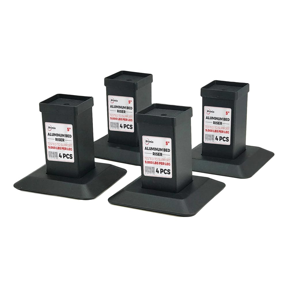 iPrimio 5-Inch Heavy Duty Bed Risers, 4 Pack, Black