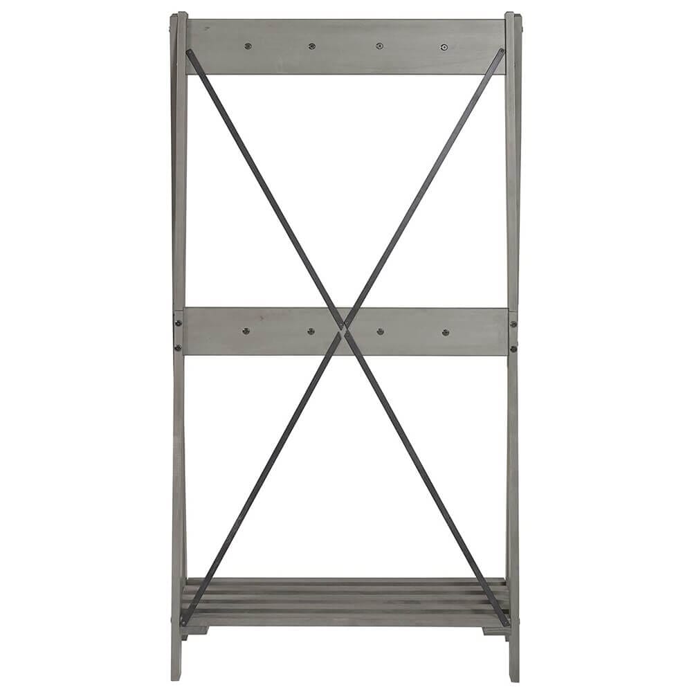 Walker Edison X-Back Farmhouse Entryway Hall Tree Bench and Shoe Storage Shelf, Gray