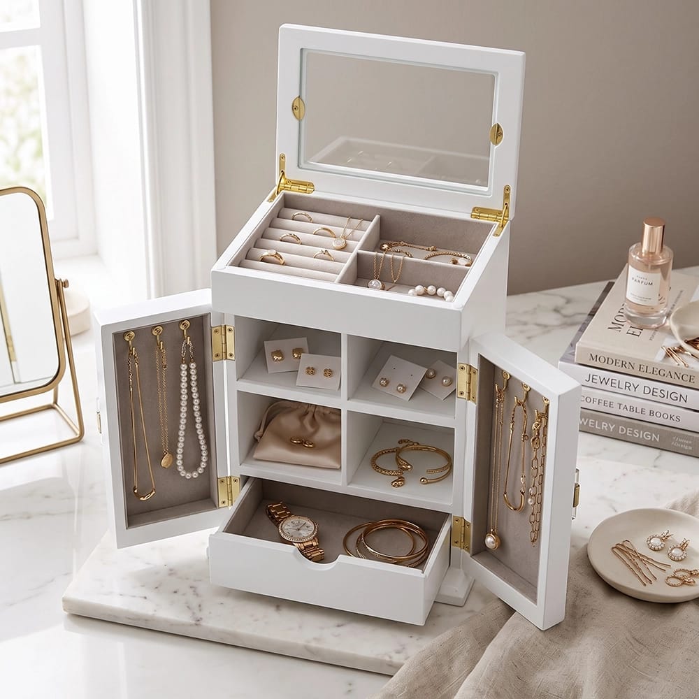 Hives & Honey Lina Jewelry Chest, White