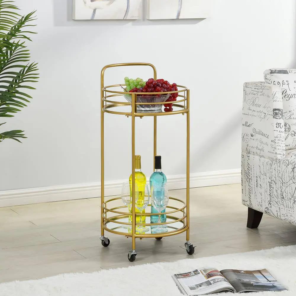 FirsTime & Co. Joliet Round Bar Cart, Gold