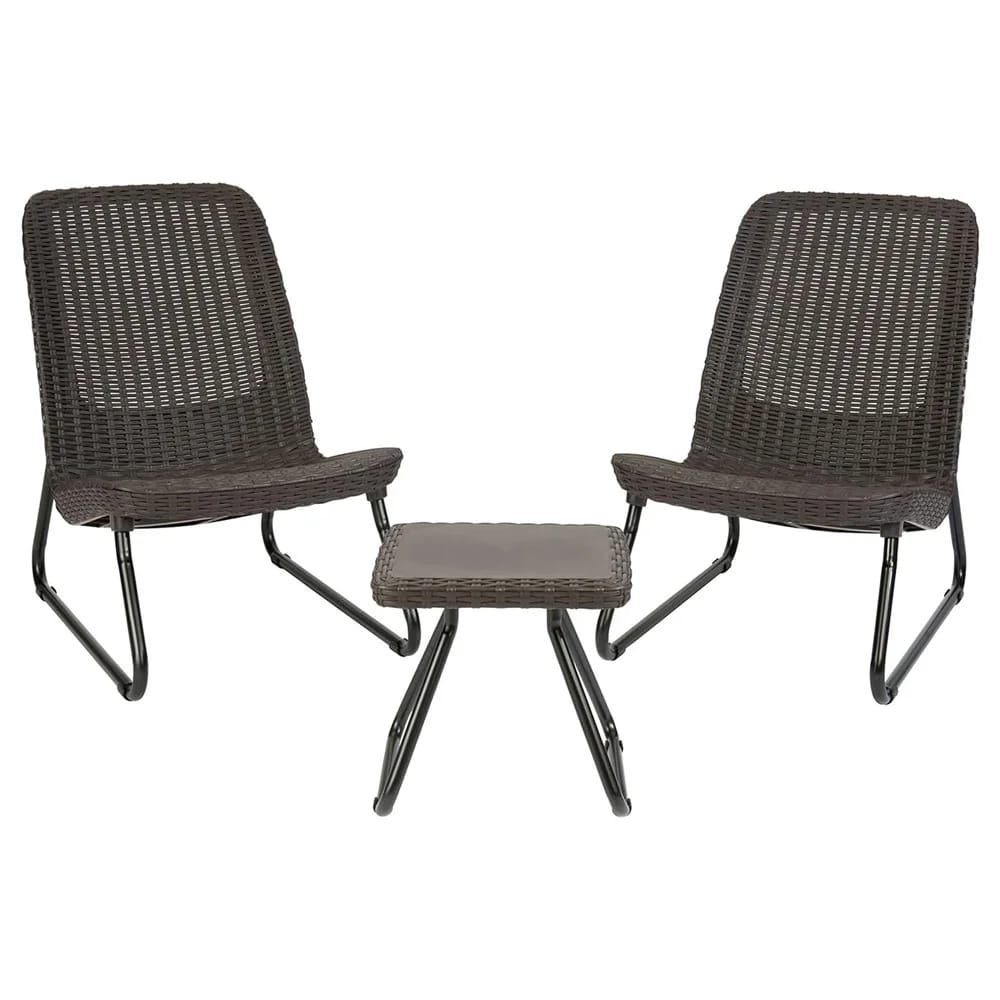 Keter Rio 3-Piece Resin Wicker Patio Furniture Set, Brown