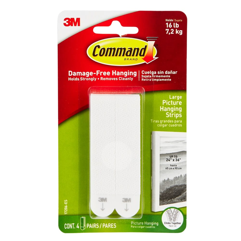 Command 3M Large White Picture Hanging Strips, 4 Count