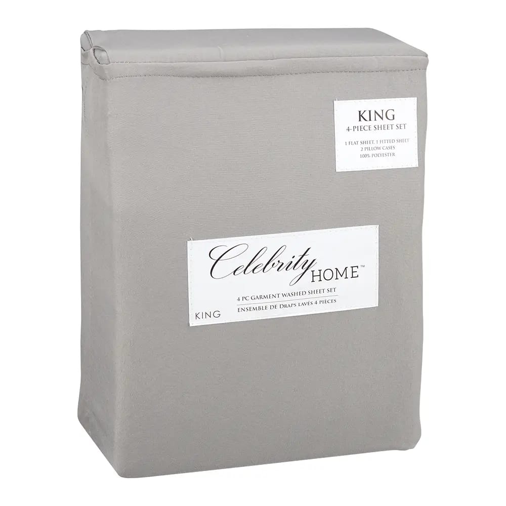 Celebrity Home SheetSet, 4pc, King, Grey