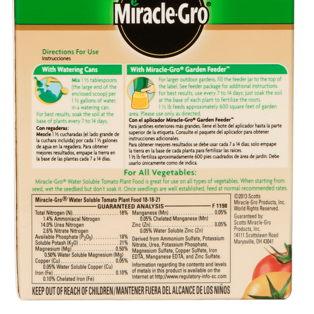 Miracle-Gro Water Soluble Tomato Plant Food, 1.5 lbs