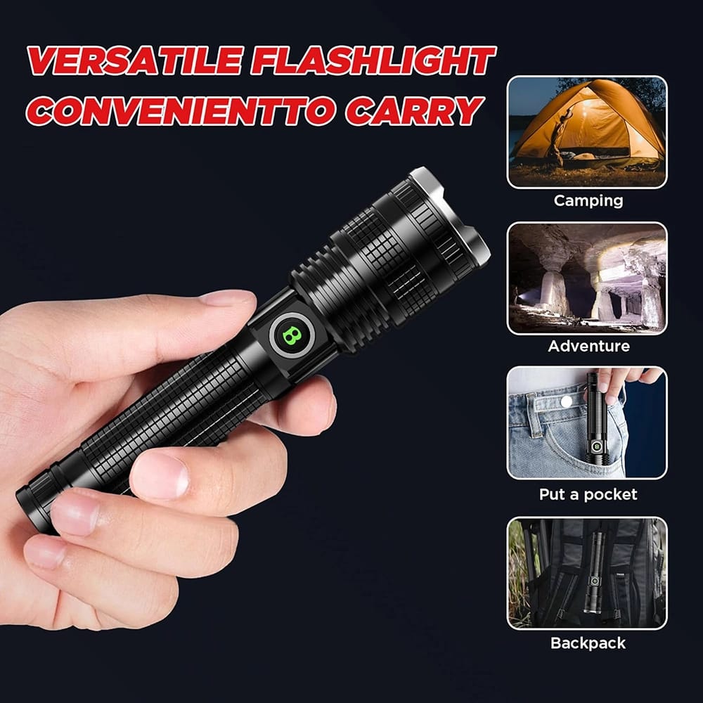 OLDBER USB Rechargeable Flashlight, Black