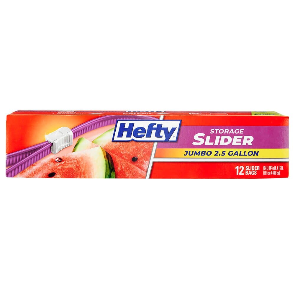 Hefty Storage Jumbo Gallon Slider Bags, 12 Count