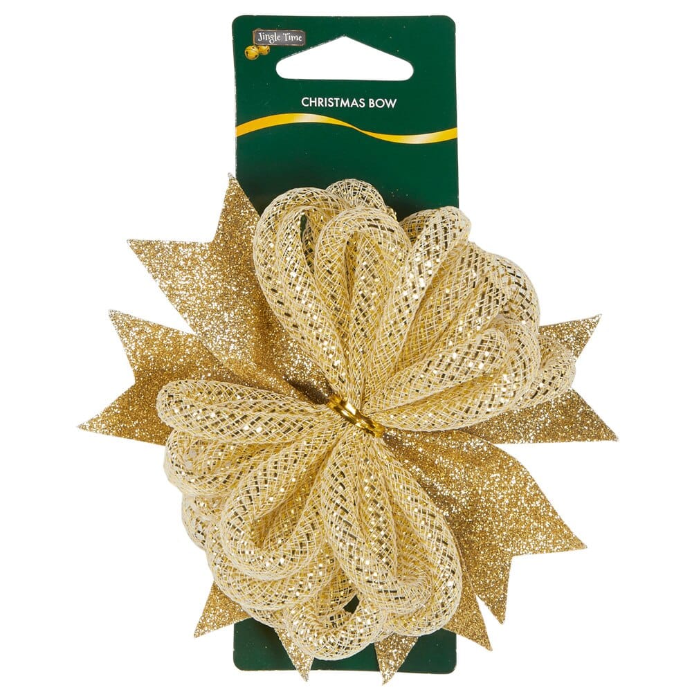 Jingle Time Mesh Flower Christmas Bow