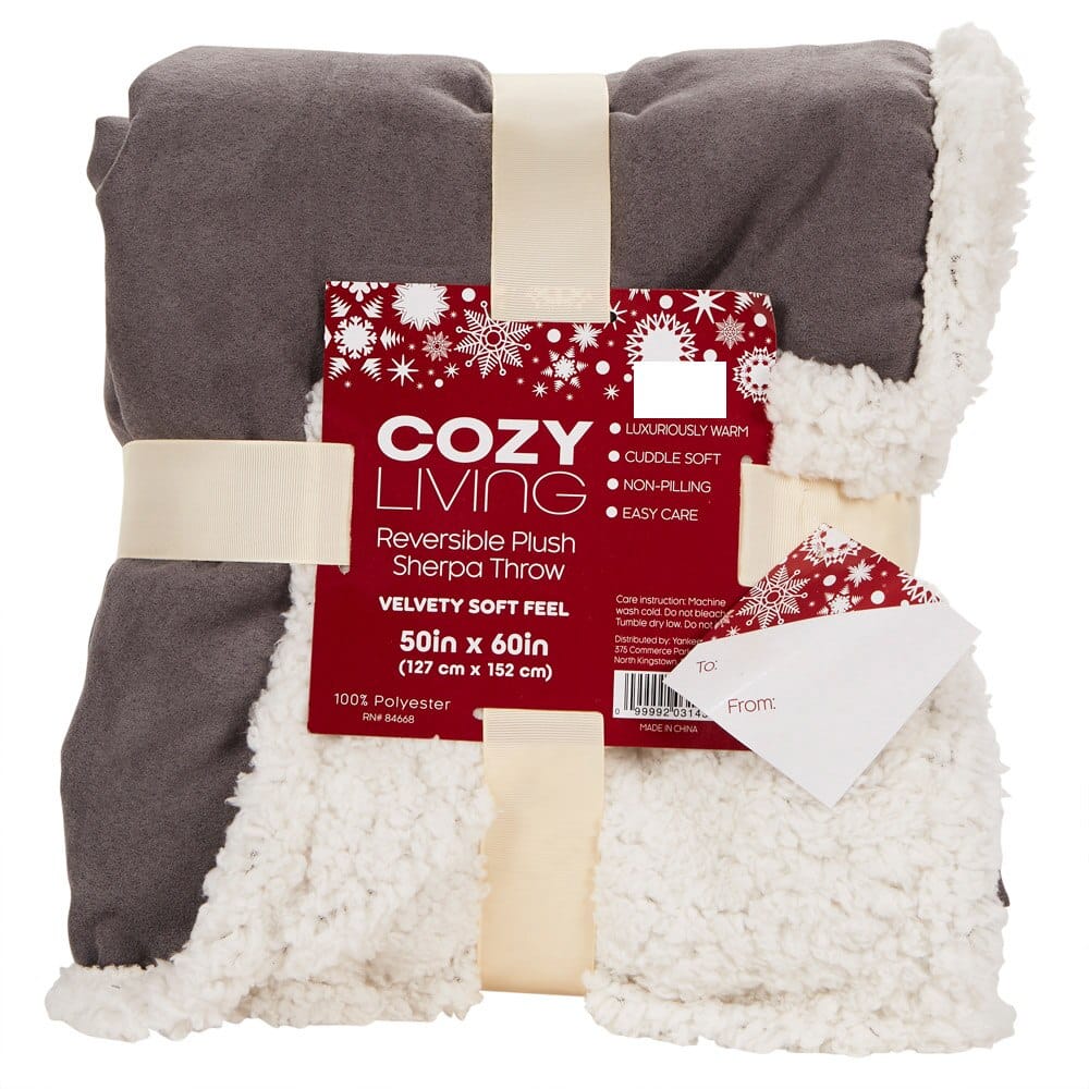 Cozy Living Plush Reversing to Sherpa Throw Blanket, 50" x 60"