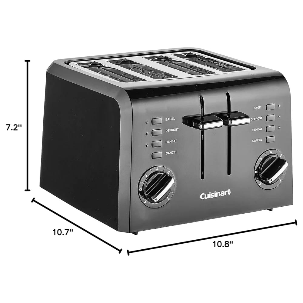 Cuisinart Compact 4-Slice Toaster, Black (Factory Refurbished)