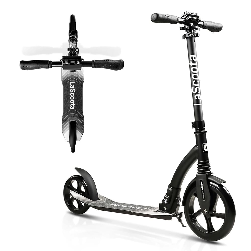 LaScoota Foldable Kick Scooter, Black