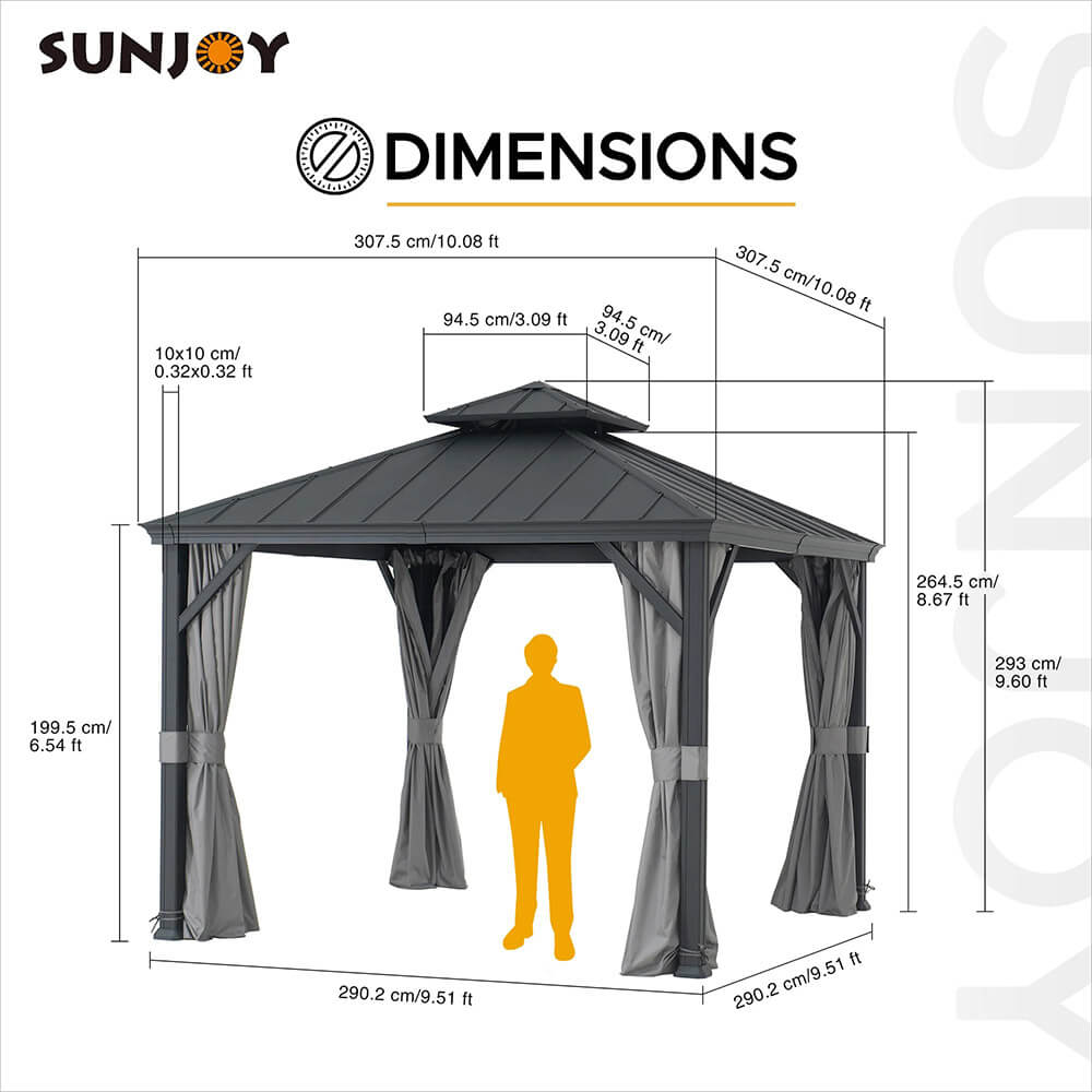 Monroe 10' x 10' Aluminum 2-Tier Hardtop Gazebo