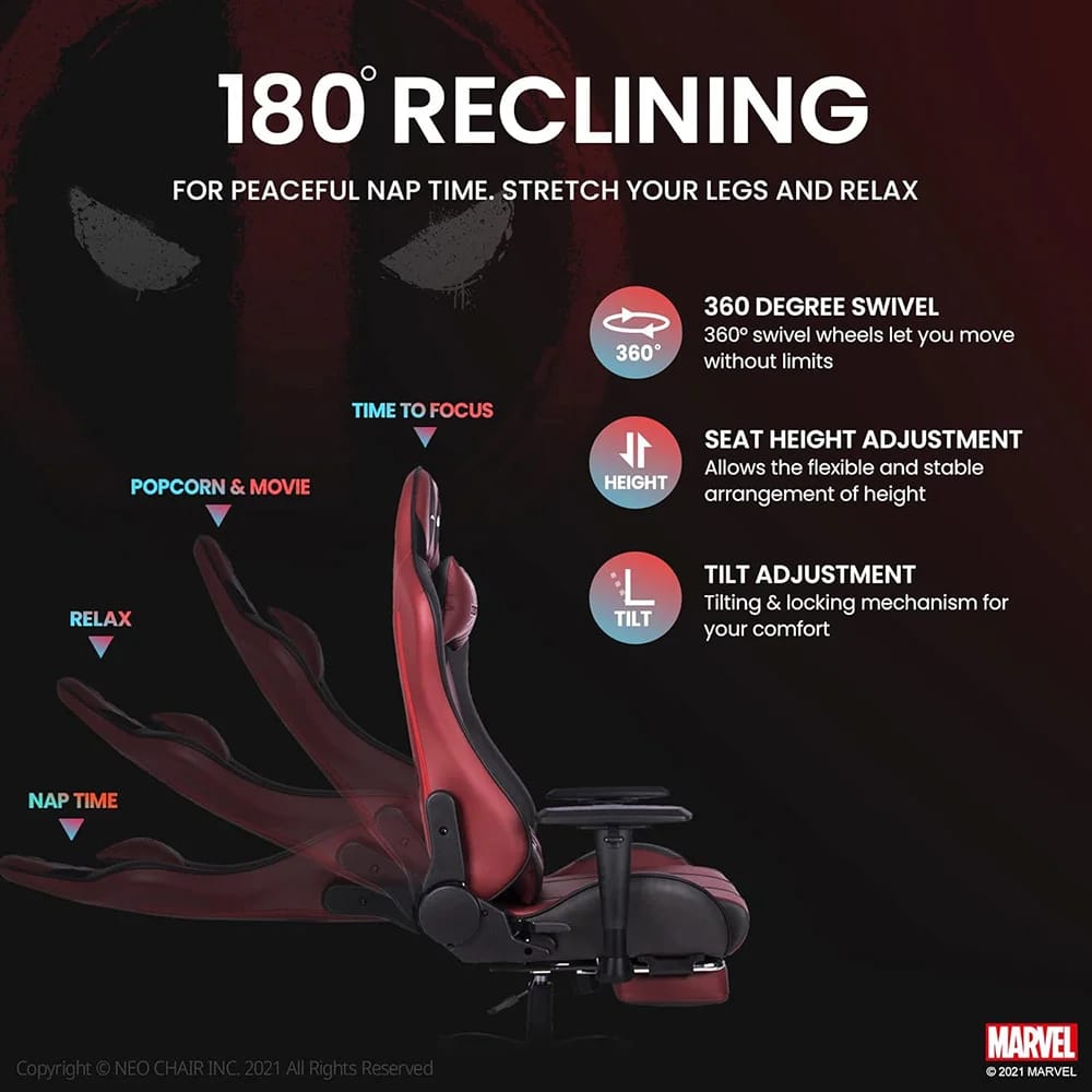 Neo Chair Marvel Avengers Gaming Chair with Foot Rest, Deadpool