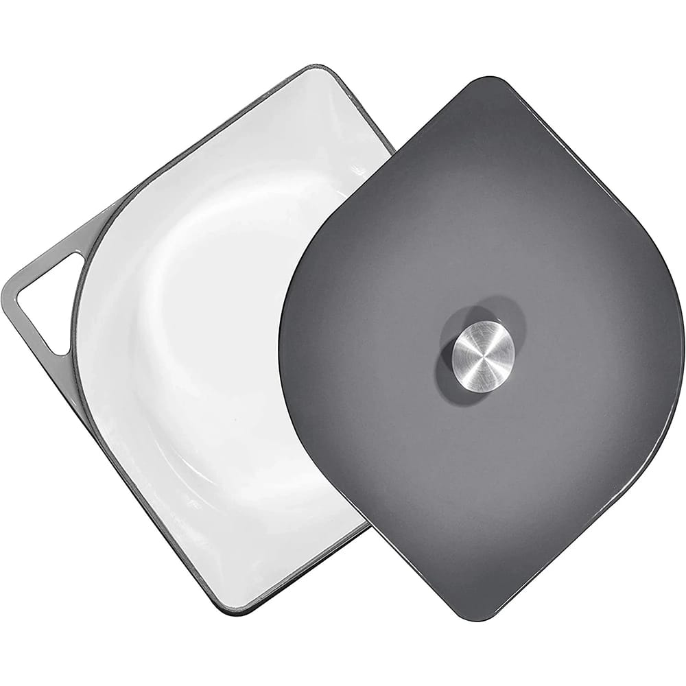 Bruntmor 5 Quart Iron Enameled Dutch Oven, Gray