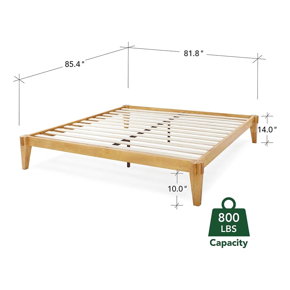 Bme Chalipa King Size Solid Wood Japanese Bed Frame, Natural