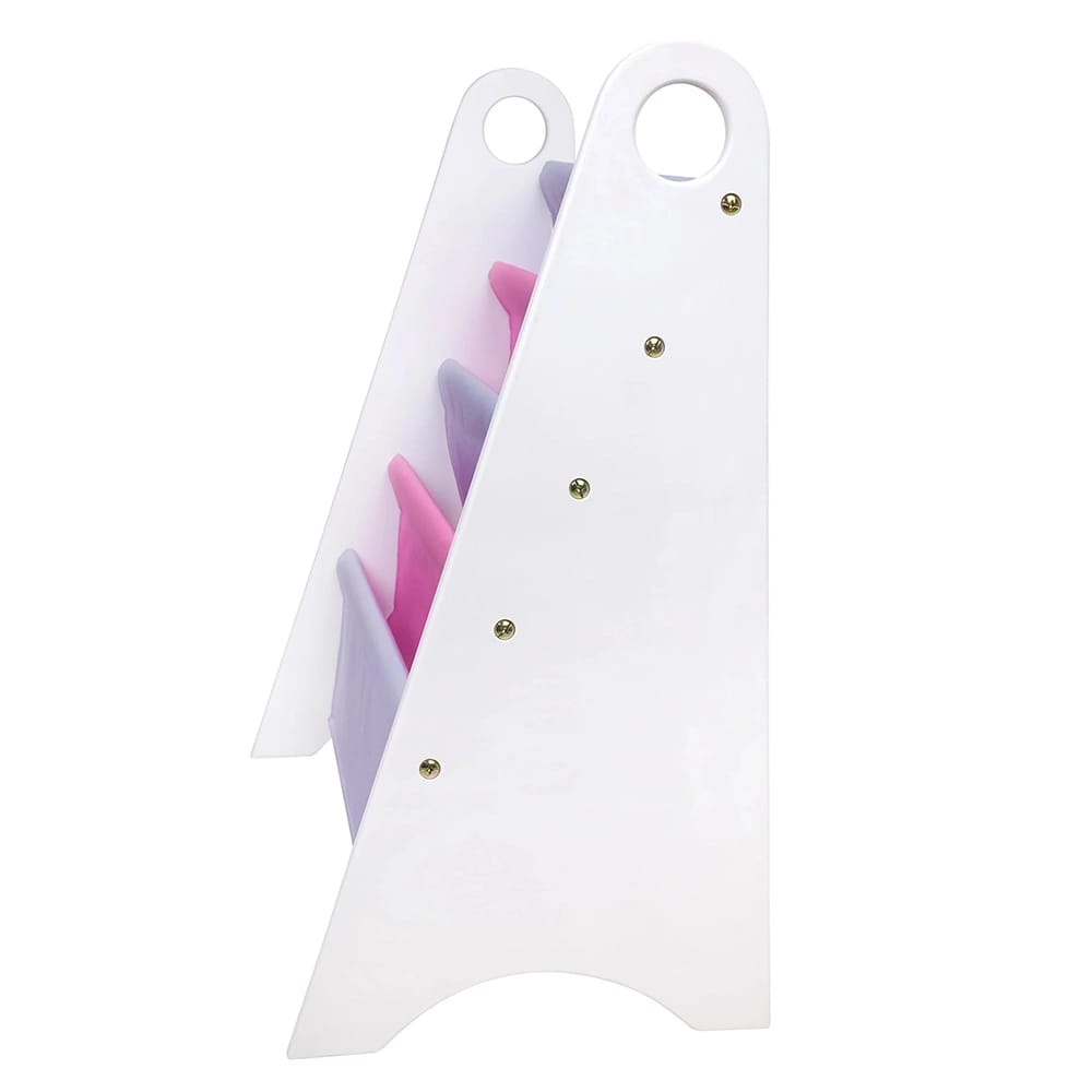Wildkin Kids Canvas Bookshelf, White/Pink/Purple