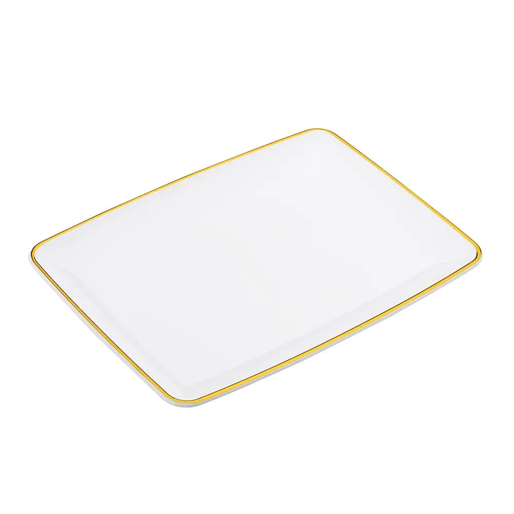 Smith & Callahan Premium Plastic 8" x 11" Gold Rim Rectangle Platter, 3 Count