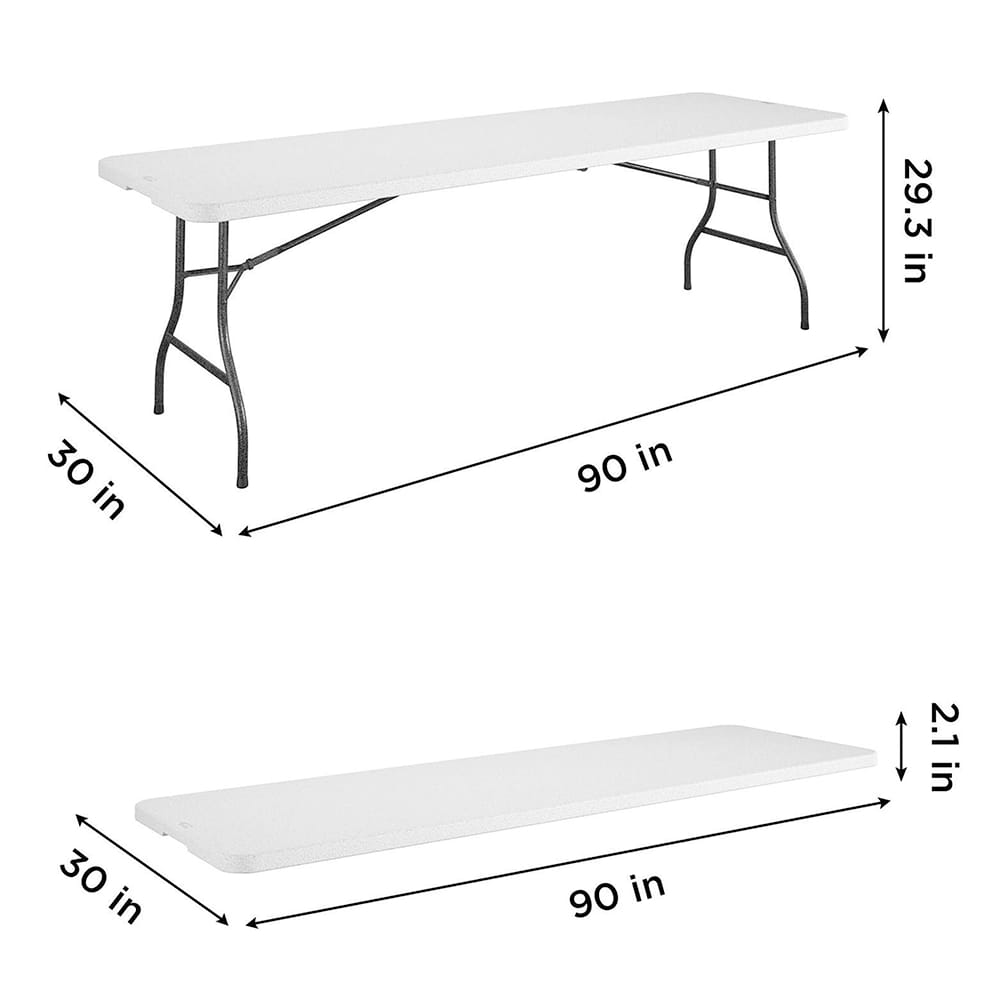 Cosco 8' Resin Straight Table, White
