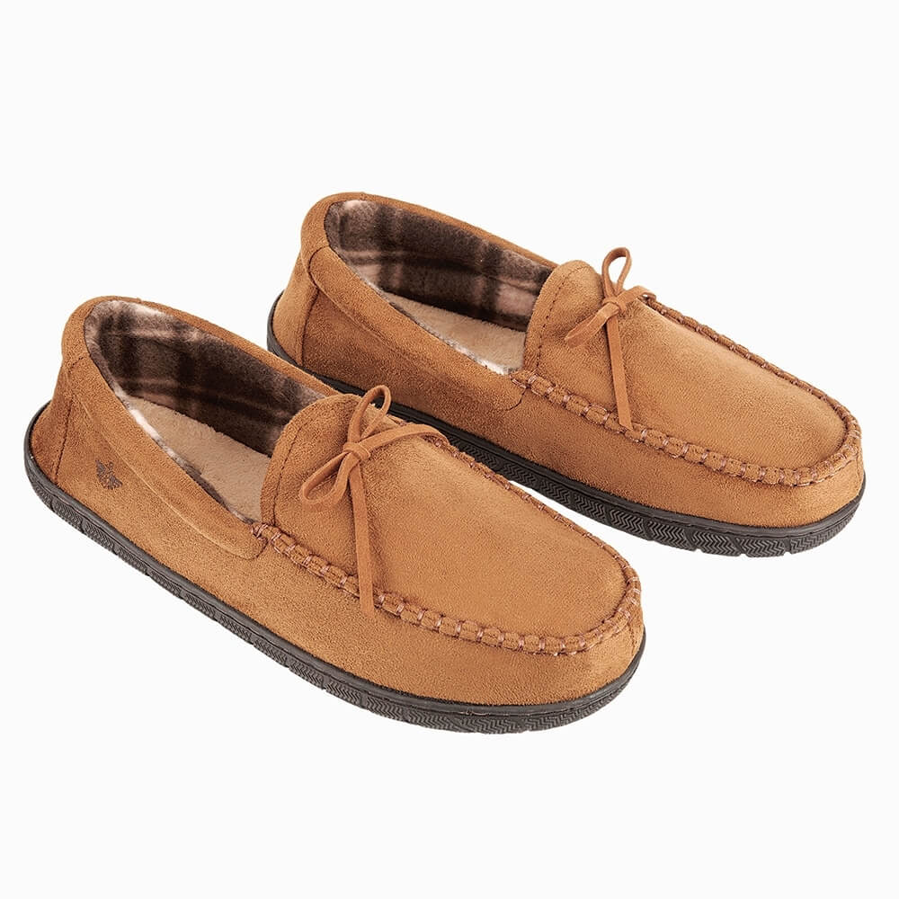 Dockers Men's Microsuede Boater Moccasin Slippers, Tan