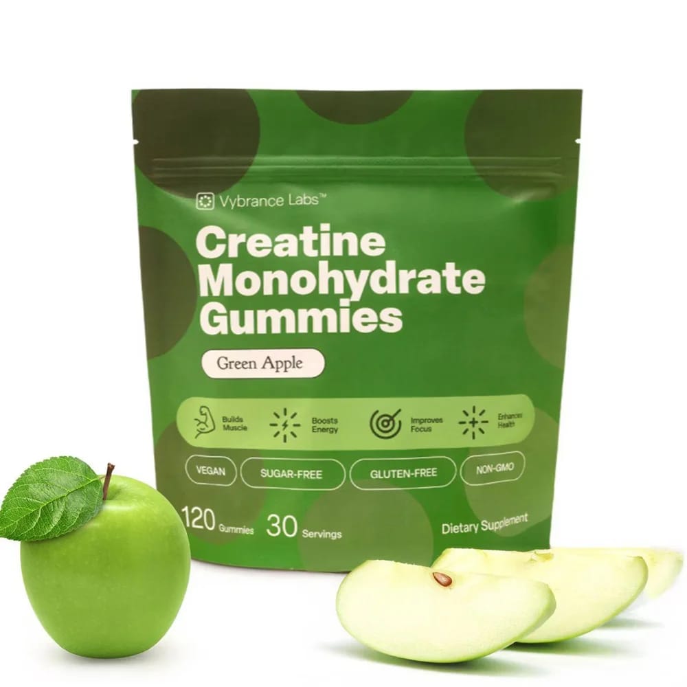 Vybrance Labs Creatine Monohydrate Gummies, Green Apple, 120 ct