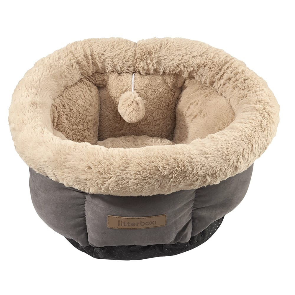 Litterbox Cozy Pet Bed, Brown/Beige