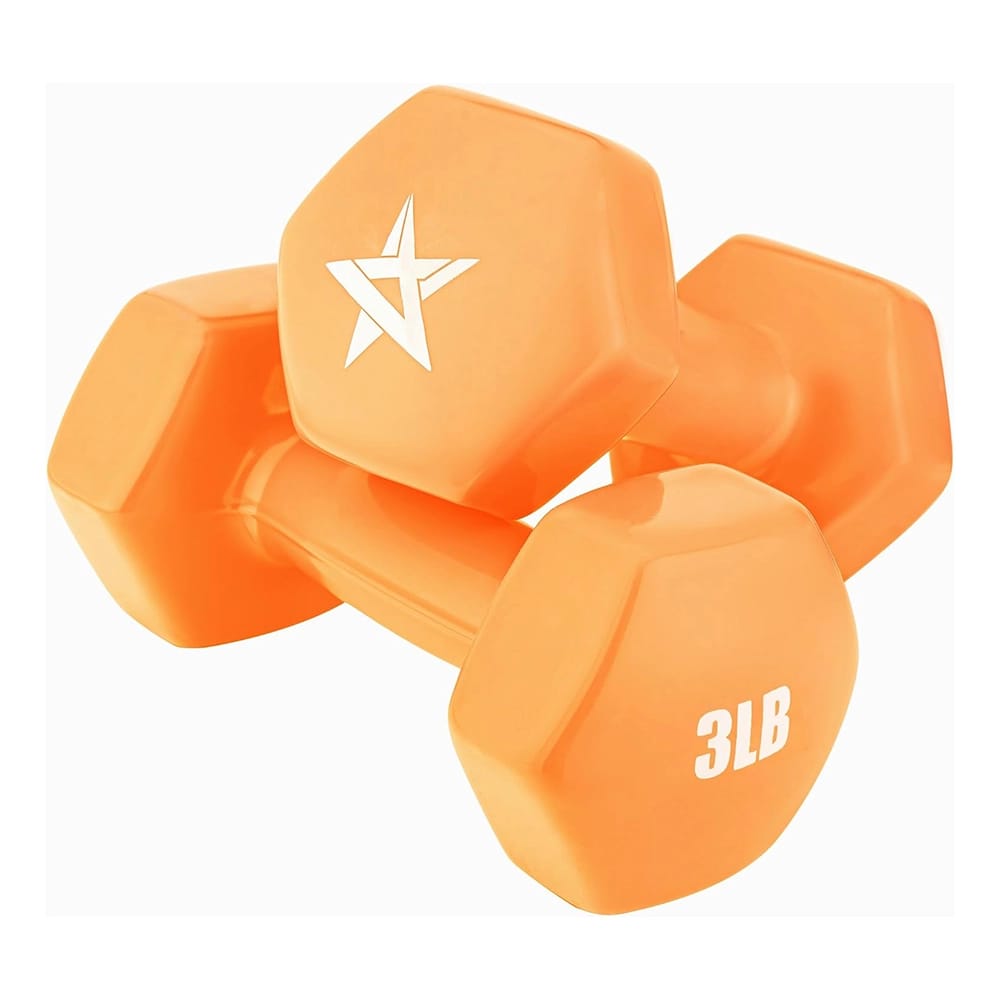 Yes4All Vinyl Coated Dumbbell, Orange, 3 lb