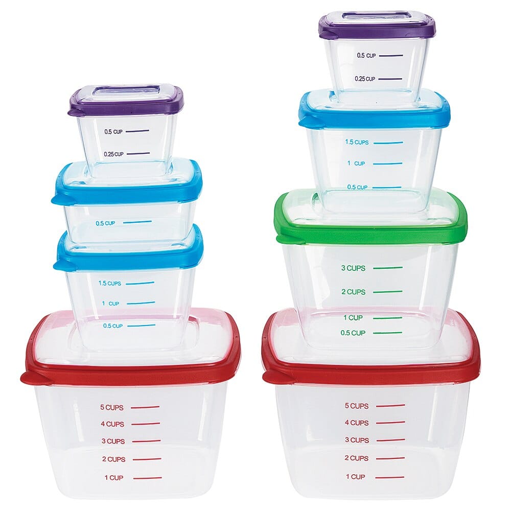 Square Food Storage Containers, Set of 16