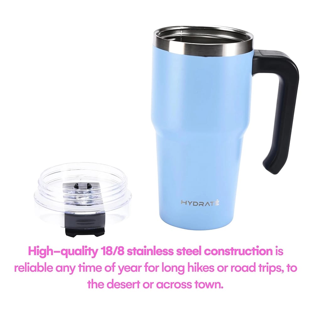 HYDRATE 20 oz Travel Tumbler with Handle, Blue