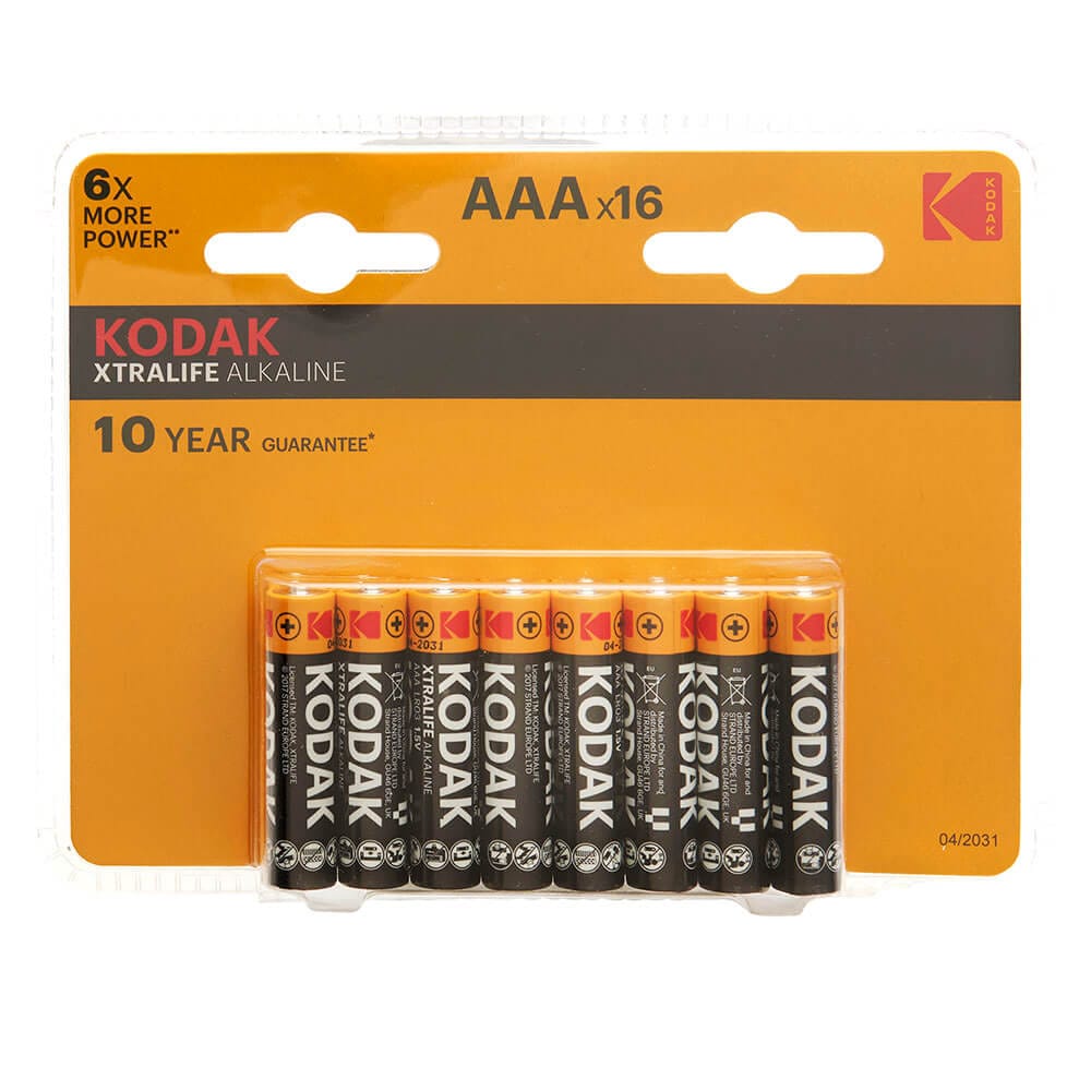 Kodak Xtralife 6x Alkaline AAA Batteries, 16 Count