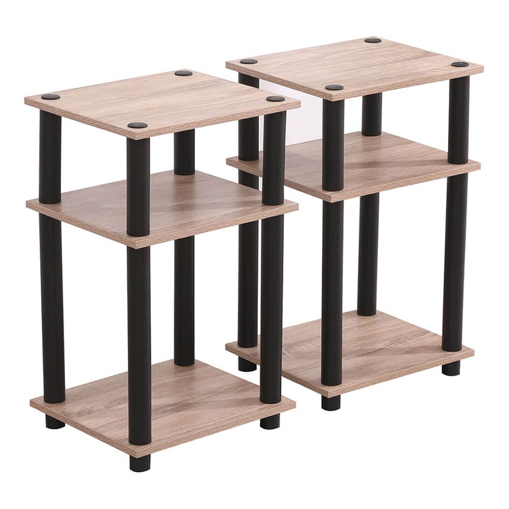 Turn-N-Tube End Table, Set of 2, Oak/Black
