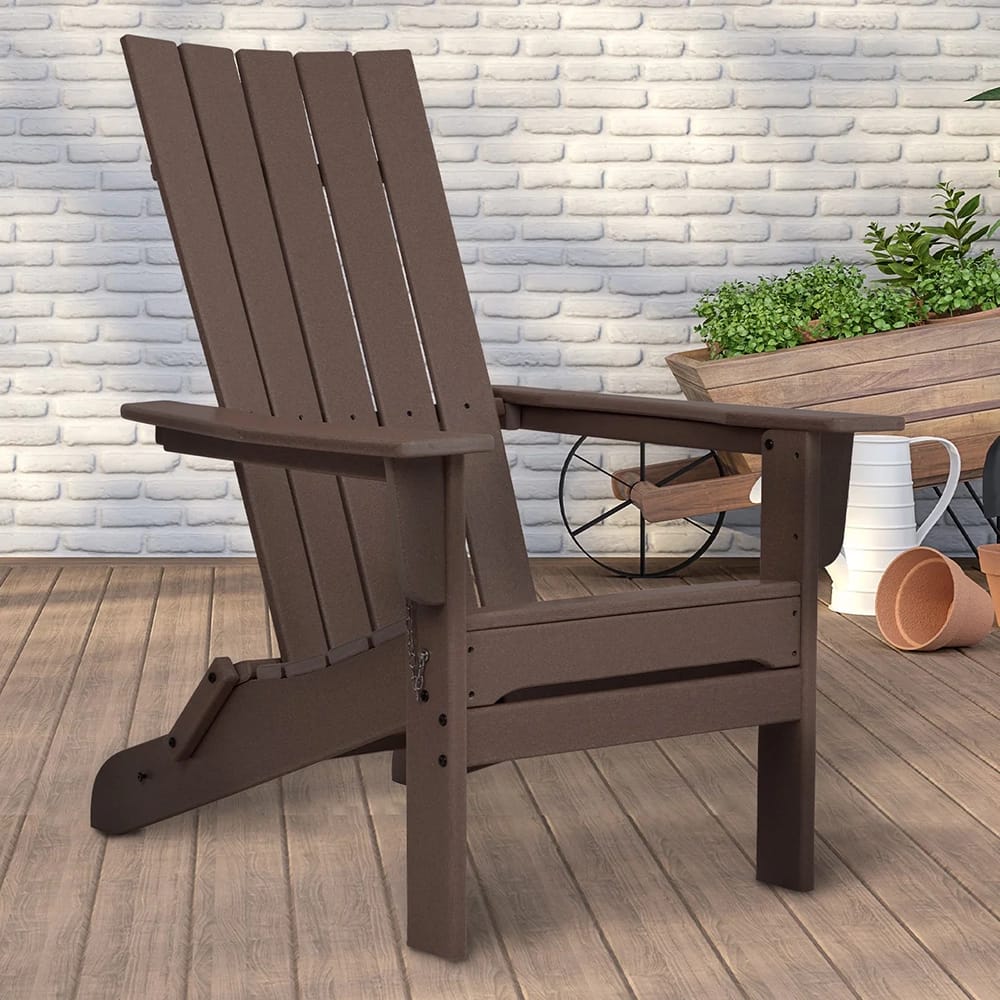Durapatio Foldable Adirondack Chair, Dark Brown