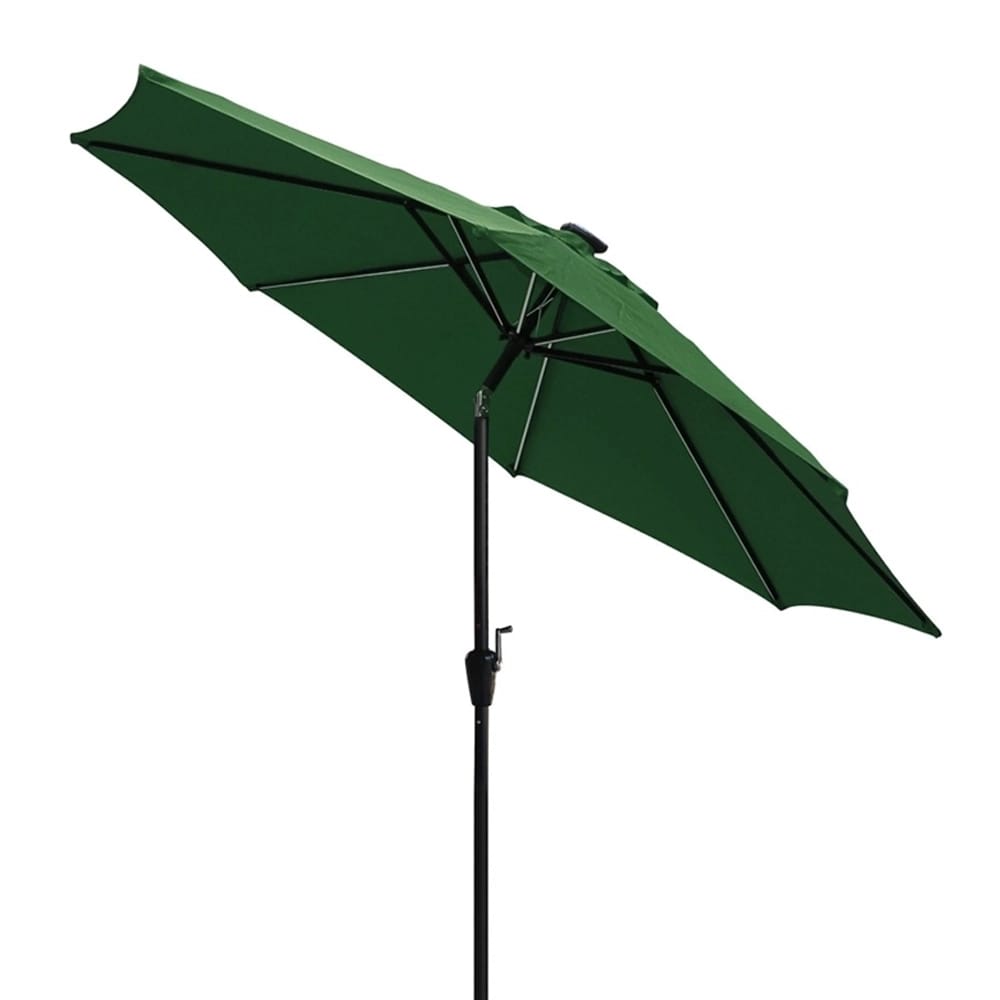 Jeco 9' Aluminum Patio Umbrella with Crank and Solar Guide Tubes, Green/Black
