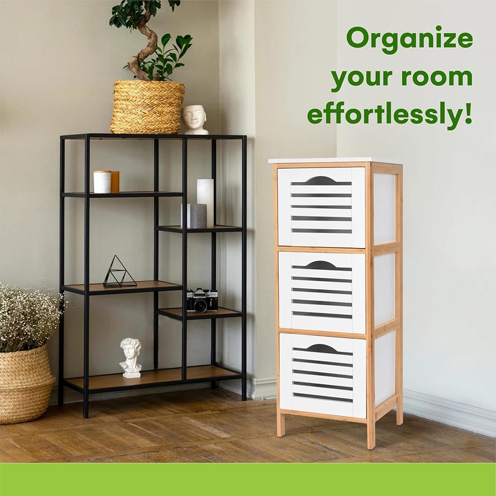 Prosumers Choice Wooden Bedroom Cabinet, Natural/White