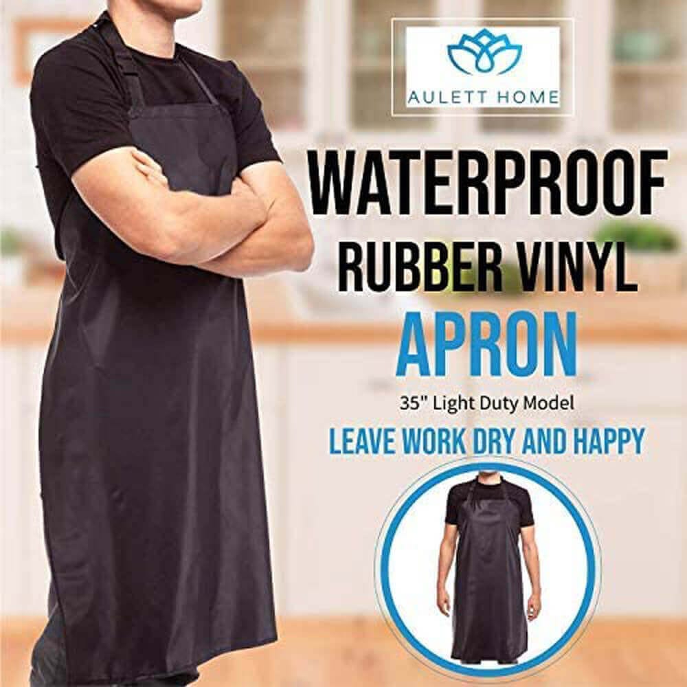 Aulett Home 35" Waterproof Vinyl Aprons, 2-Pack, Black