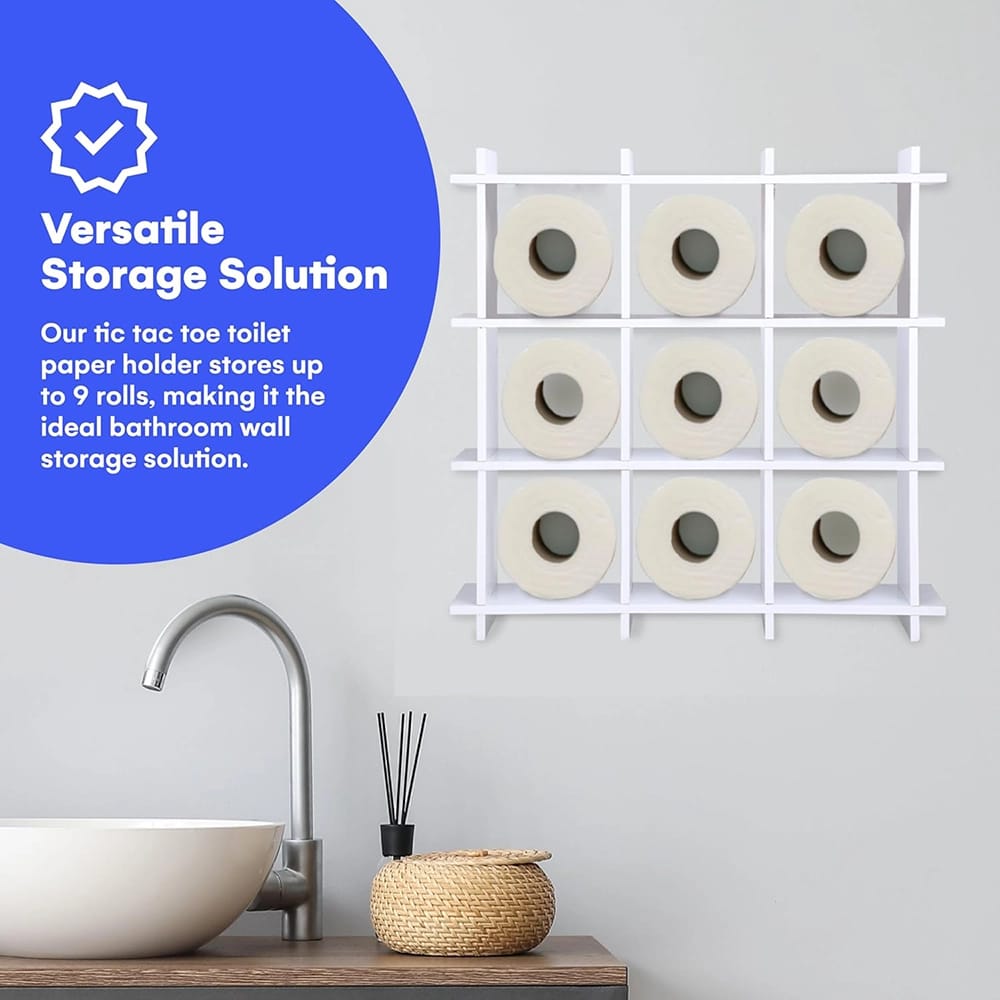 Noa Store Tic Tac Toe Tissue Roll Shelf, White