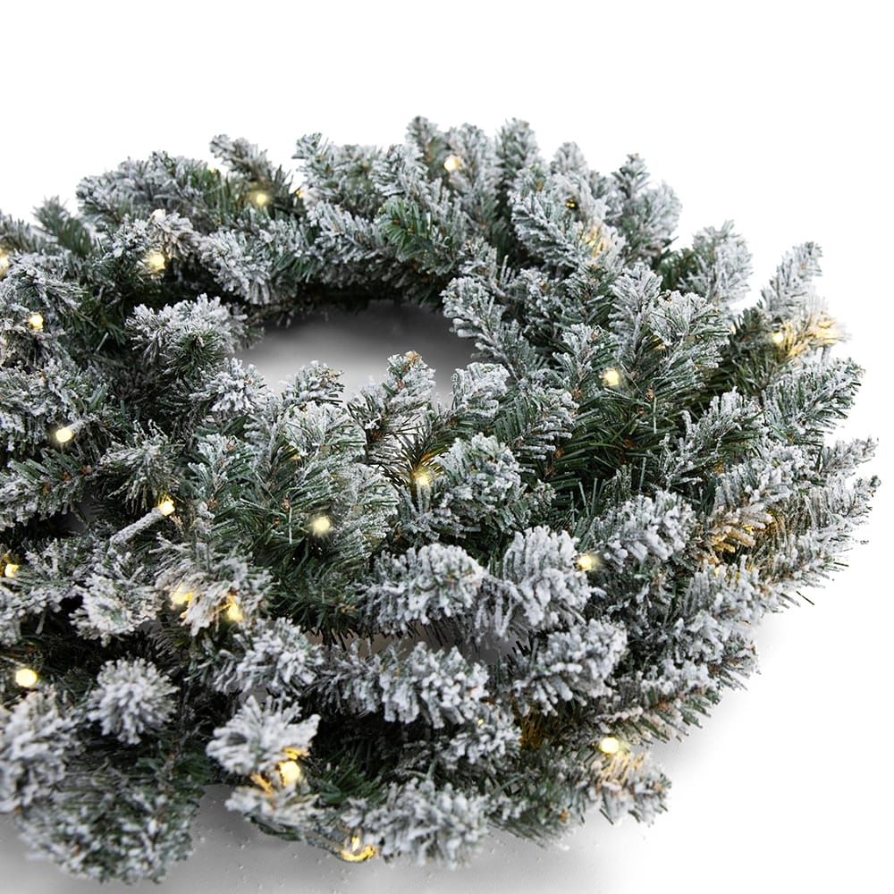 Famous Brand 24" Pre-Lit Frosted Blue Spruce Artificial Wreath
