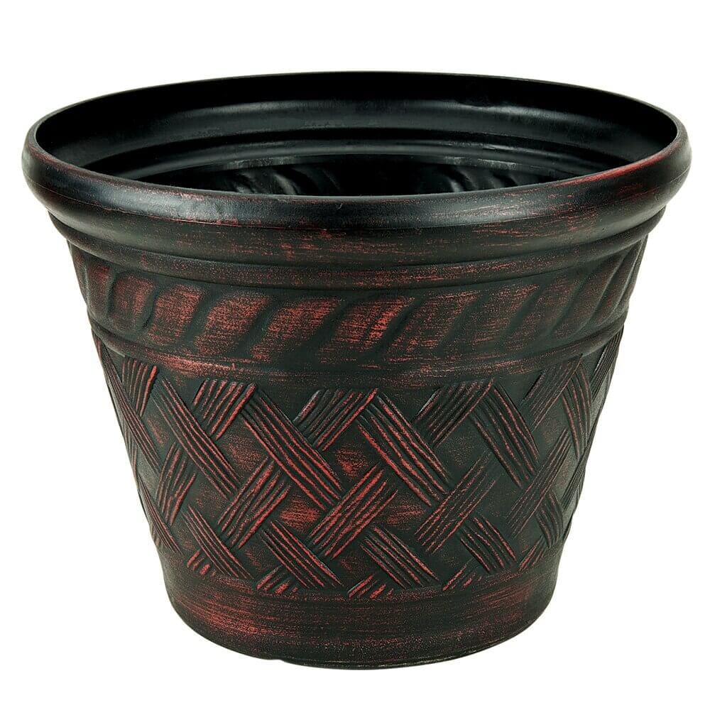 Basket Weave 11.25" Resin Planter