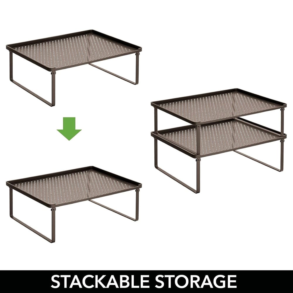 mDesign Stacker Storage Risers, Bronze, Set of 2
