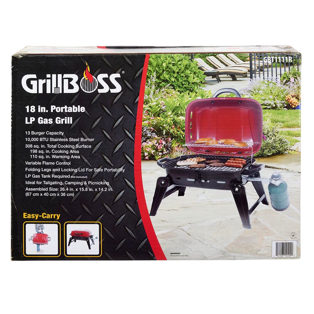 Grill Boss Portable Propane Grill with Folding Legs, 10,000 BTU