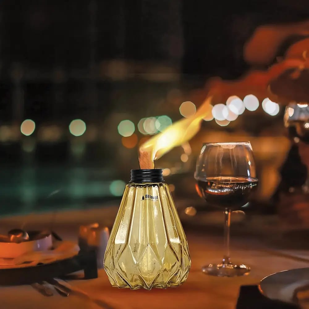 Decorative Glass Pineapple Table Torch, 3 Pack, Amber
